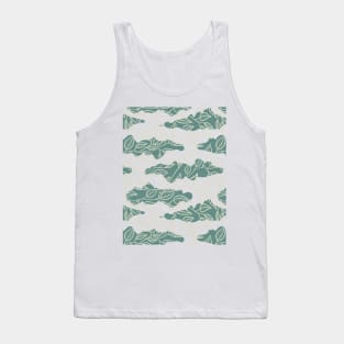 Minimalist Leaf Line Art Illustration as a Seamless Surface Pattern Design Tank Top